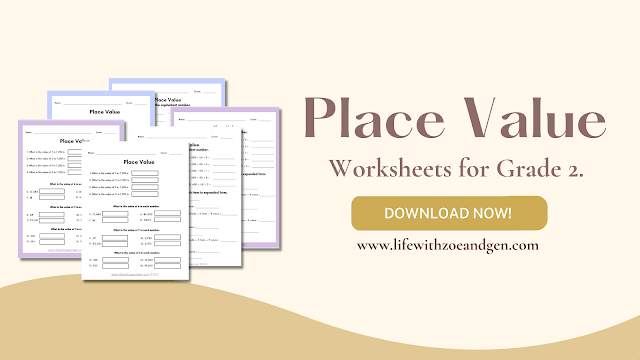 Place value worksheets by Life with ZG. l Kinder l Grade 2l  Free worksheet and resource for preschoolers and grade 2. Grab your copy now! l Mommy Blogger PH l Homeschooling PH l