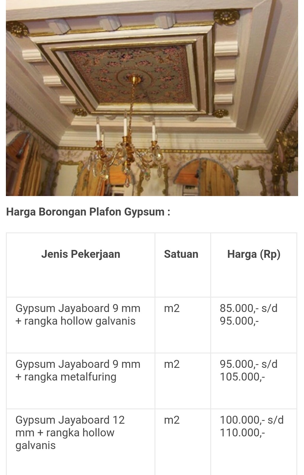  Info Harga  Borongan Plafon Gypsum  Per M2 Hitung Plafon