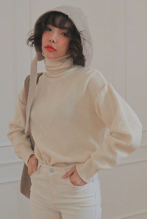 Loose Fit Solid Tone Turtleneck Sweater