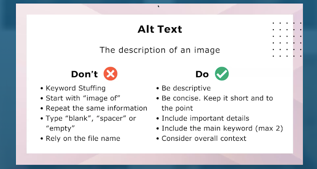 Graphic showing the do's and don't's of Alt Text