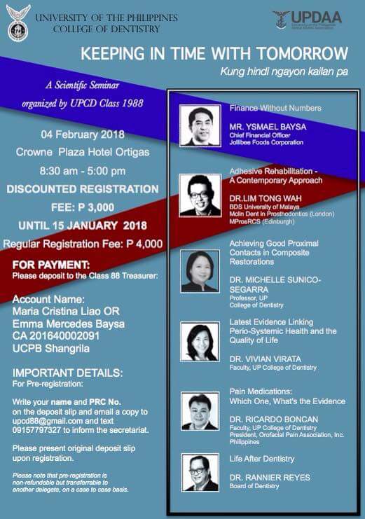 UPCD - UPDAA Scientific Seminar Organized by the Class of 1988