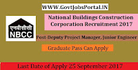 National Buildings Construction Corporation Recruitment 2017– 90 Deputy Project Manager, Junior Engineer