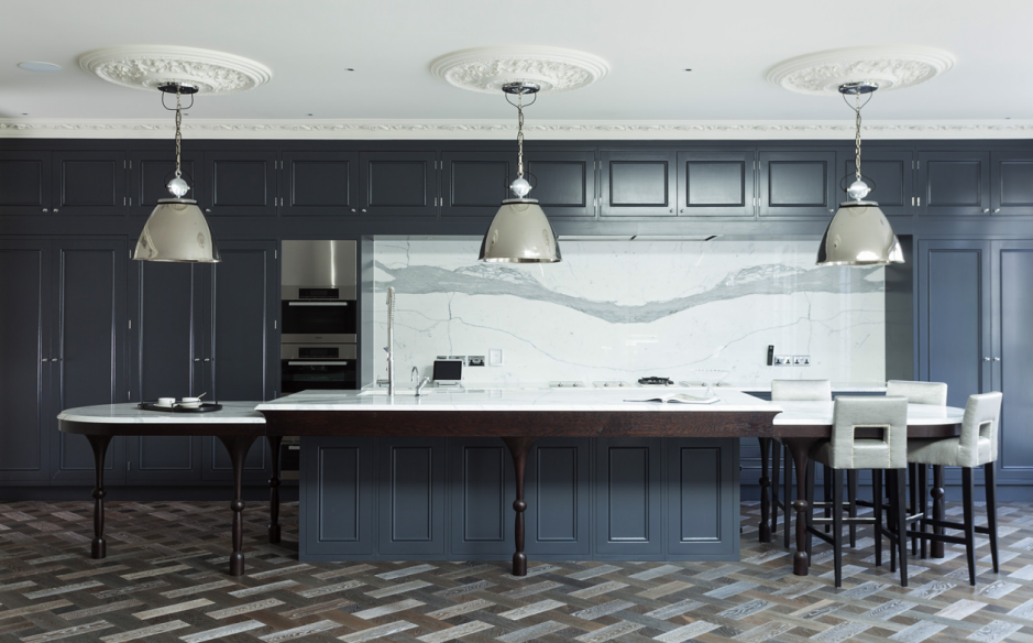 Gray Kitchen Cabinets with Wood Floors