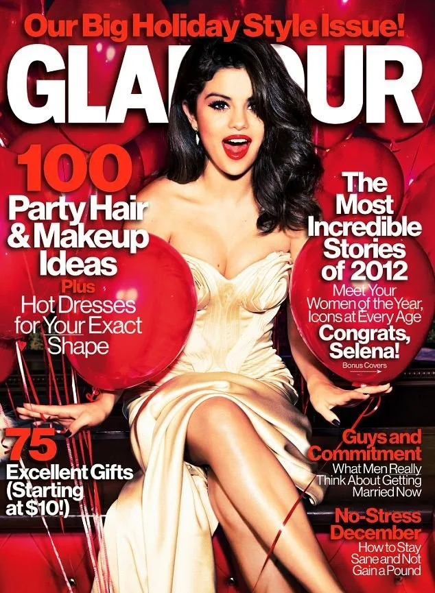Selena Gomez flaunts low cut dresses for Glamour, December 2012