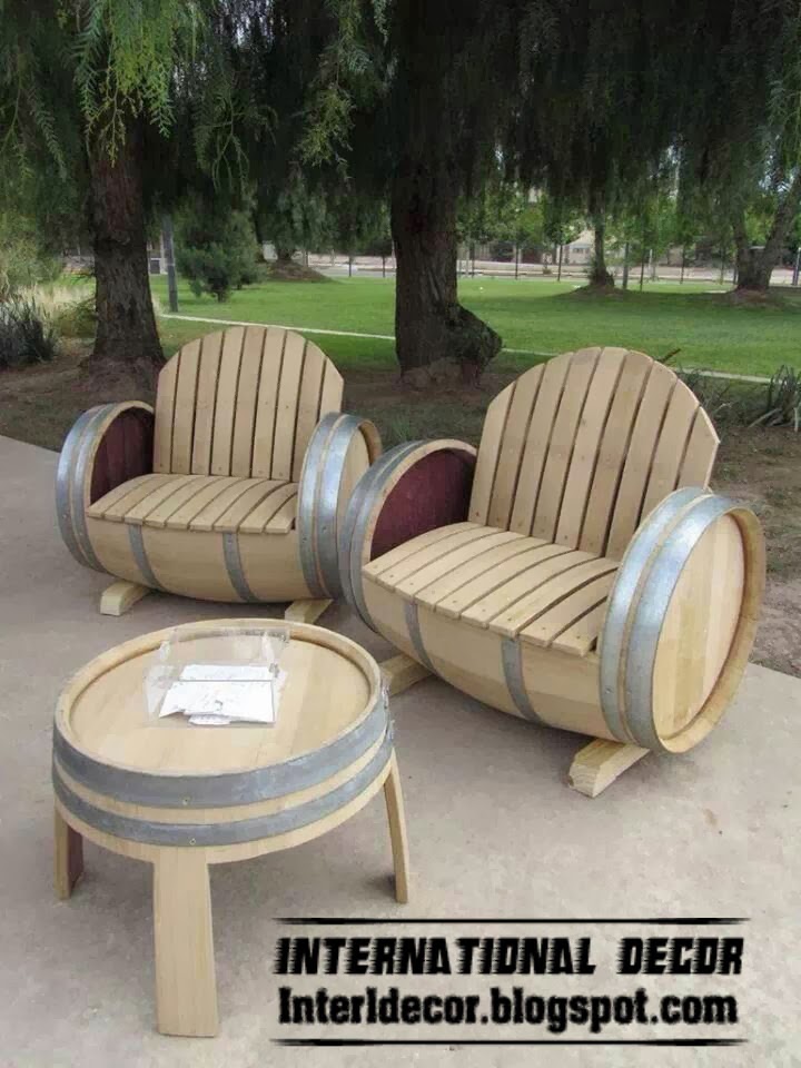 outdoor wood furniture, wood coffee table and chairs, outdoor furniture