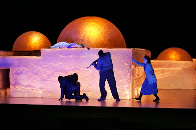 Monica Groop (Adriana) and Pia Freund (Refka) in Adriana Mater, sets by George Tsypin, Santa Fe Opera, 2008 (photo © Ken Howard)