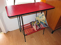 red dining table