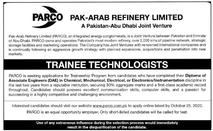 Pak-Arab Refinery Company Limited Trainee |2020|