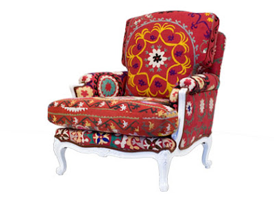 French, lounge chair, design, suzani