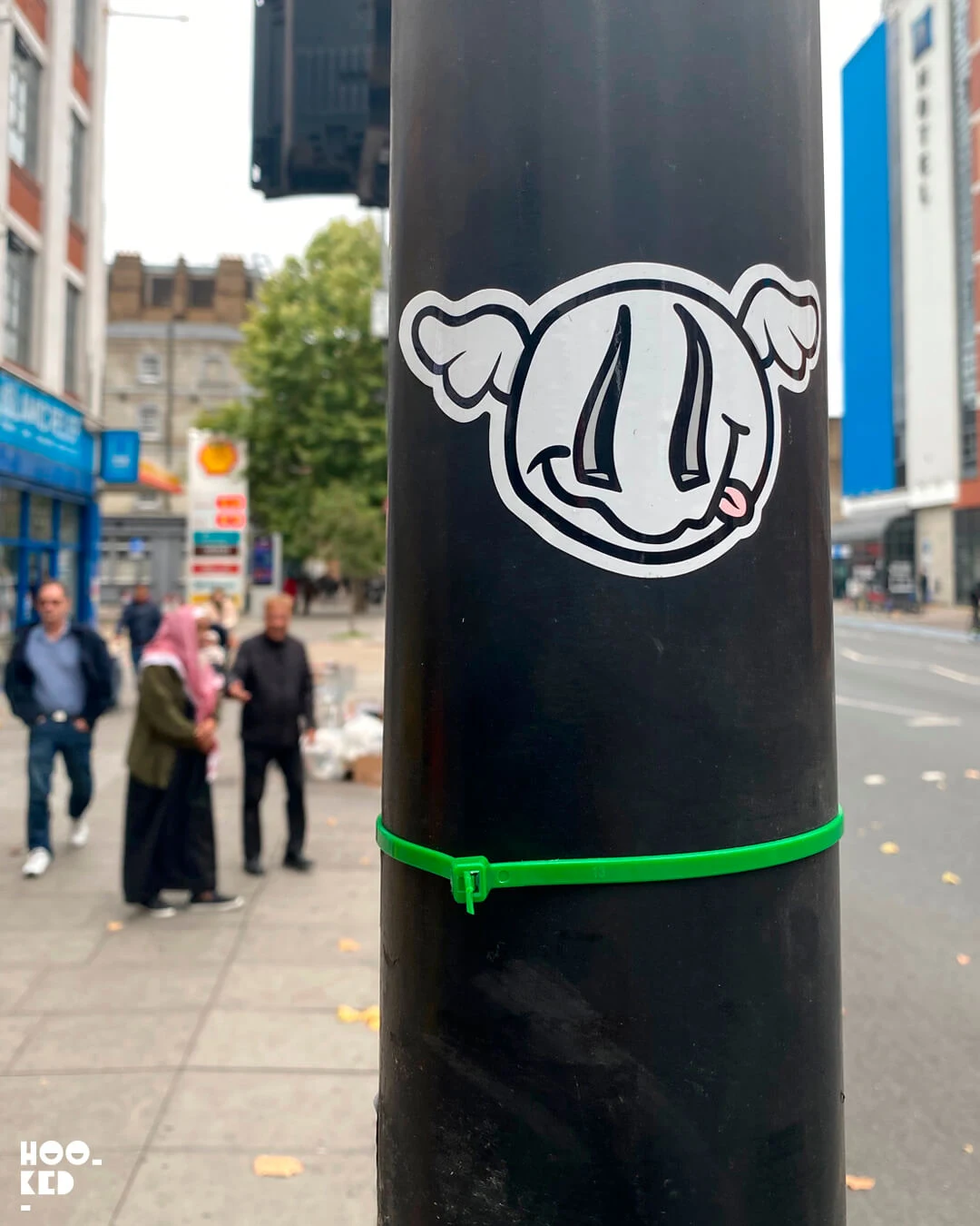 London based street artist D*Face Shoreditch vinyl stickers