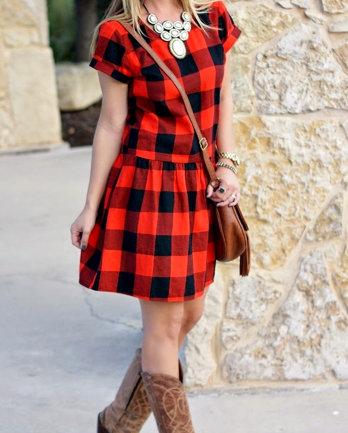 Black and red buffalo check plaid dress