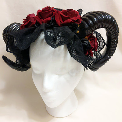 Bamboo Fish Ram Horns and Roses Headdress