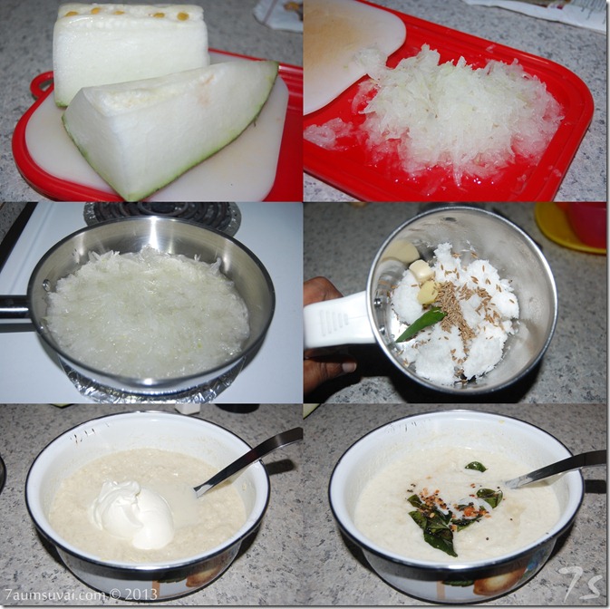 Ash gourd or white pumpkin raita process