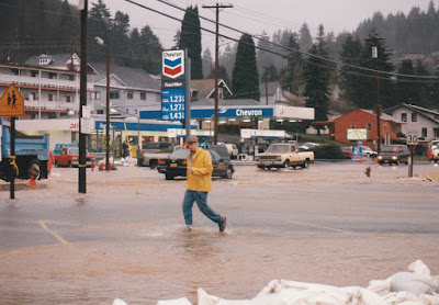 Flooding in Rainier, Oregon, in February, 1996