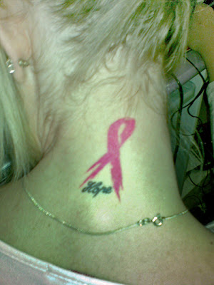 Breast cancer pink ribbon tattoos