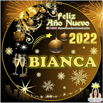 Nombre BIANCA por Año Nuevo 2022 - Cartelito mujer