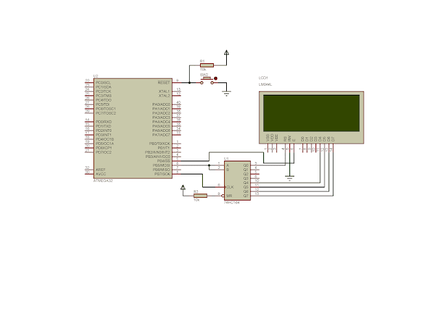 ATMega32 SPI Interfaces To SN74HC164 And LCD Using 3 Pins