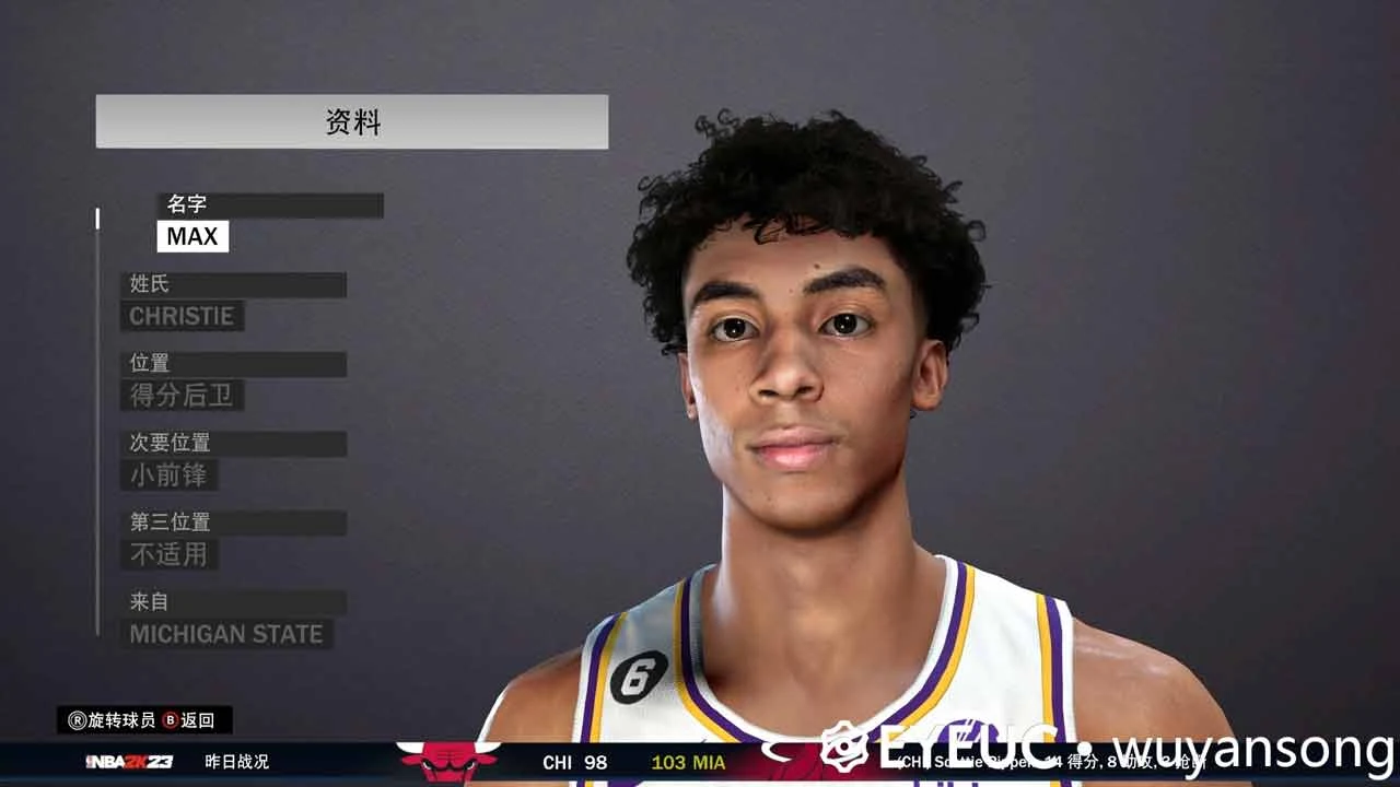 NBA 2K23 Max Christie Cyberface