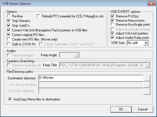 VOB Extras Options