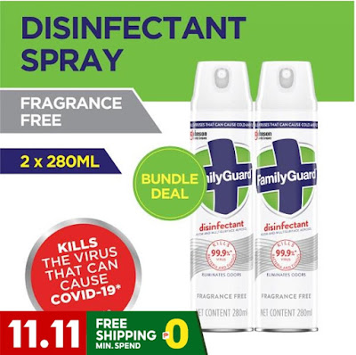 FamilyGuard Disinfectant Room & Multi-Surface Spray Aerosol Fragrance Free 280ml