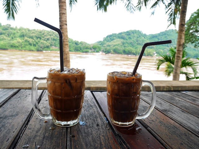 Laotian coffee alongside the river in Luang Prabang, Laos