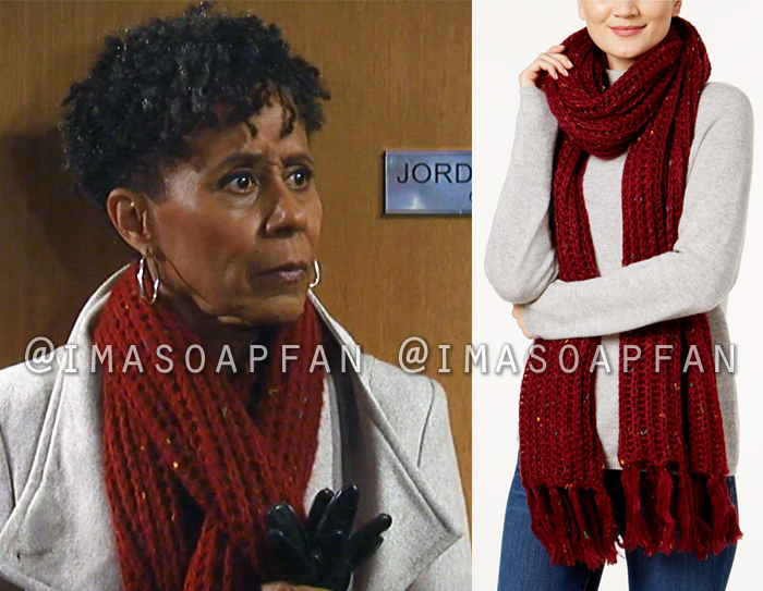 Stella Henry, Vernee Watson, Long Red Speckled Scarf, General Hospital, GH