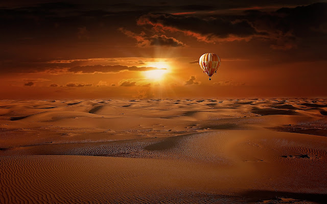 Hot Air Balloon Desert Sunrise HD Wallpaper | Desktop Wallpapaer