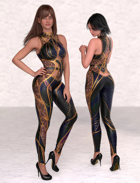 ZK Black Diamond Bodysuit for Genesis 9, 8, and 8.1 Females