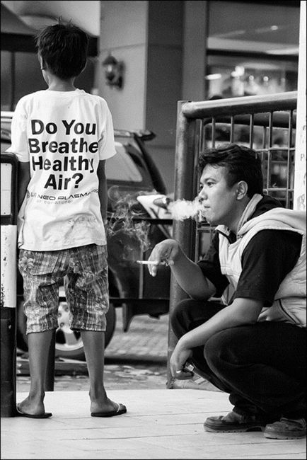 Anti Smoking Ads On Shirt - Do You Breathe Healthy Air