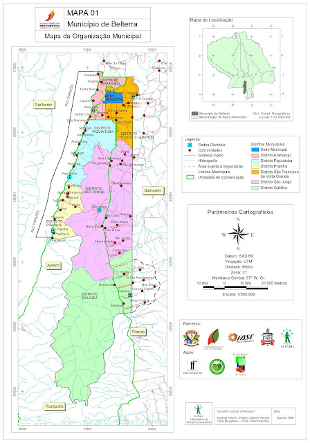 MAPA 01 - MUNICÍPIO DE BELTERRA - MAPA DA ORGANIZAÇÃO MUNICIPAL