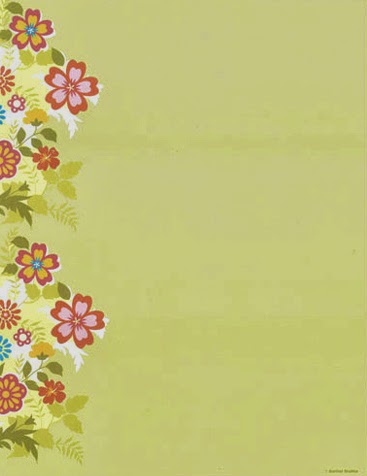Floral on green spring flowers paper stock 2
