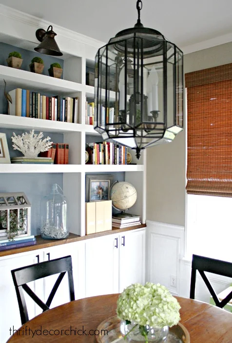 bookcases in dining room