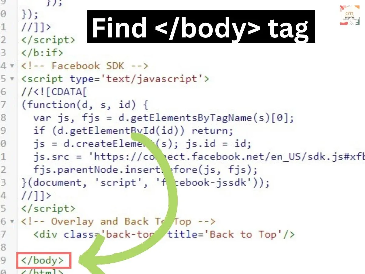 search for Body end tag