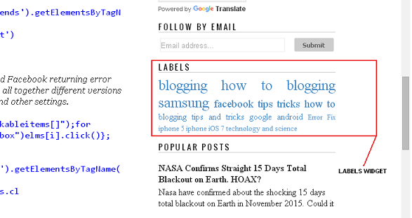 Labels on blogger posts