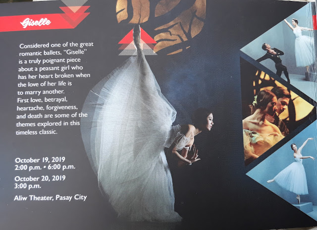 Giselle runs: October 19 2019 2 PM / 6 PM ; October 20 2019 3 PM 