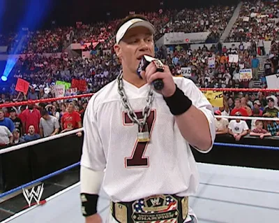 US Champion John Cena freestyle wrapping at Great American Bash 2004