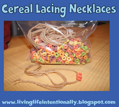 road trip games - cereal lacing necklaces