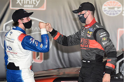 Austin Cindric and Chase Briscoe celebrate great finish.  #NASCAR