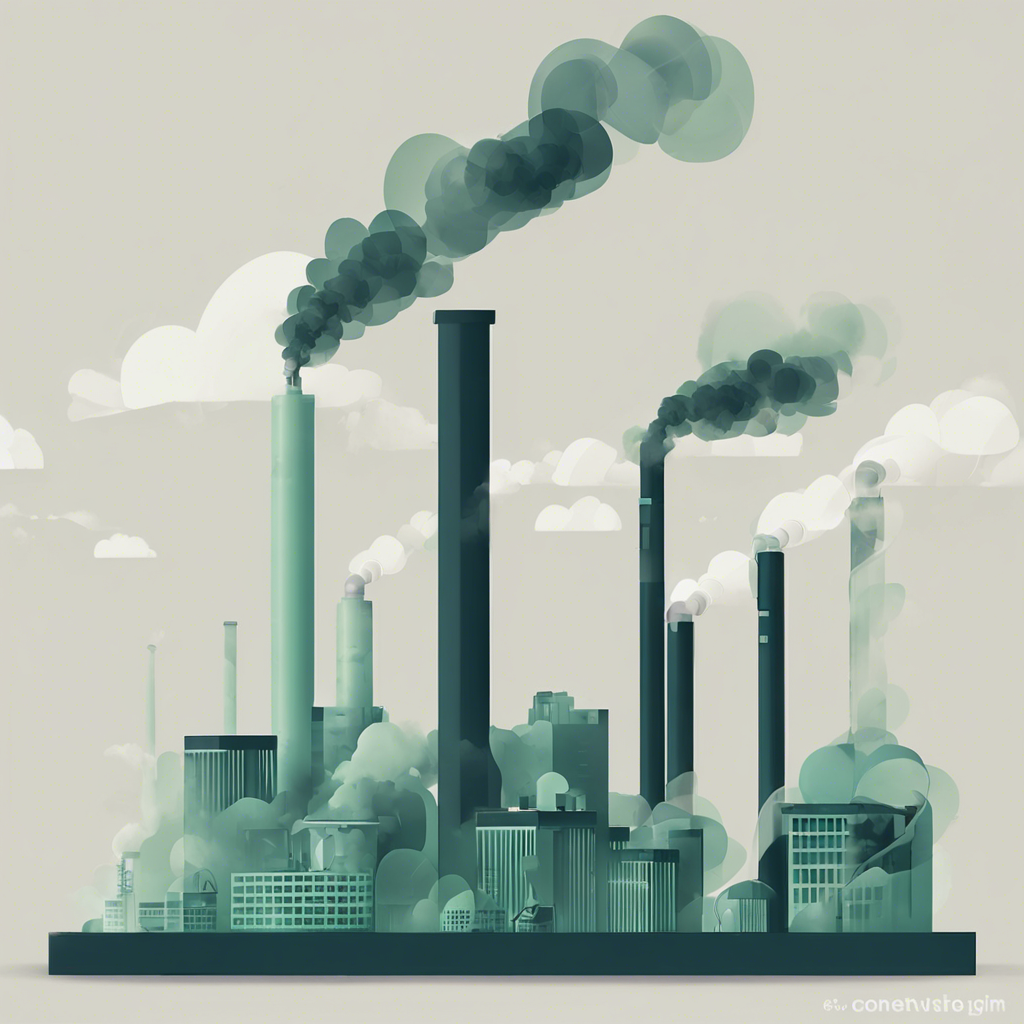 Digital art concept of carbon dioxide emissions being used to measure economic growth. Generated with Stable Diffusion DreamStudio Beta.