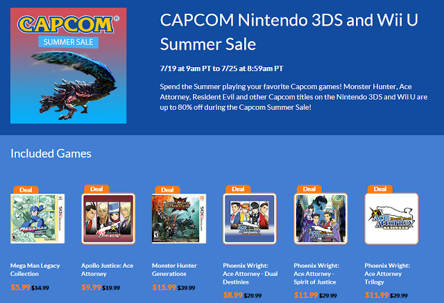 CAPCOM Summer Sale 2018 Nintendo 3DS eShop Phoenix Wright Apollo Justice Ace Attorney Dual Destinies Spirit of Justice Trilogy