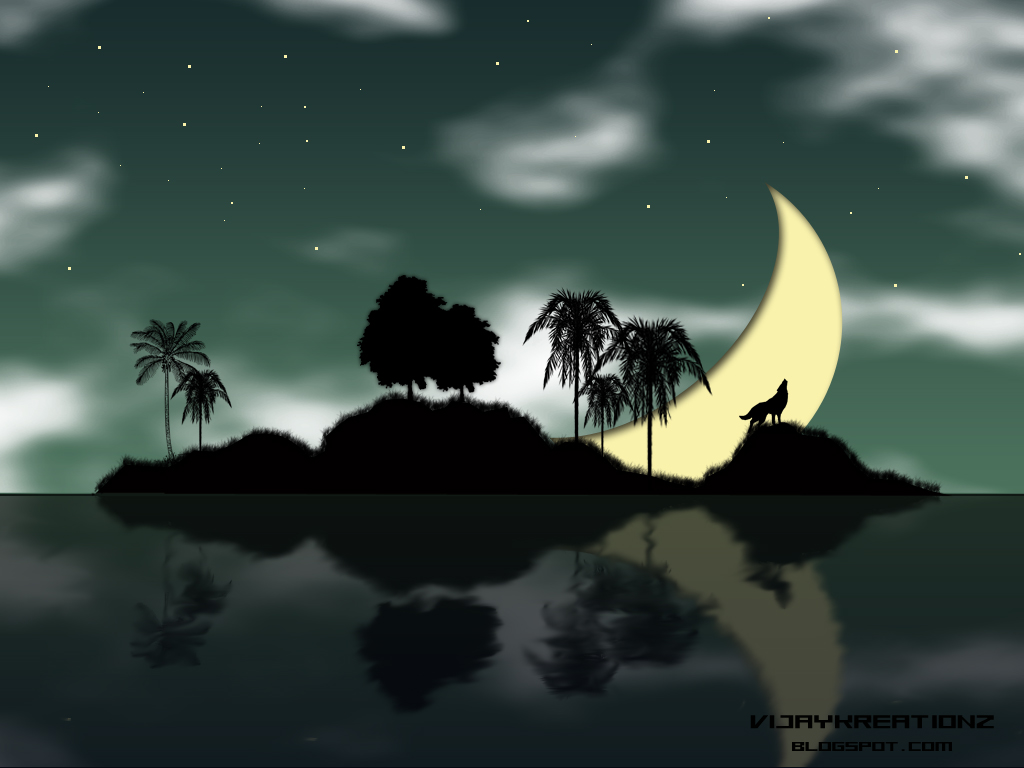 Vijay Kreationz: Scenic Moonlight Wallpaper