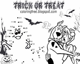 Kids puzzle trick or treat night ghost dot to dot coloring Scooby Doo monster mystery crime solving