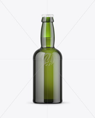 330ml Green Glass Beer Bottle Mockup