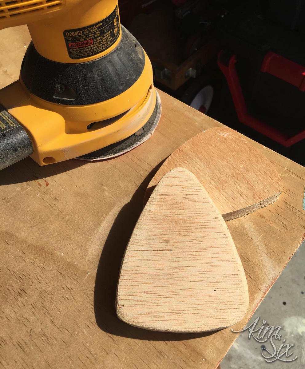 Sanding plywood candy corn