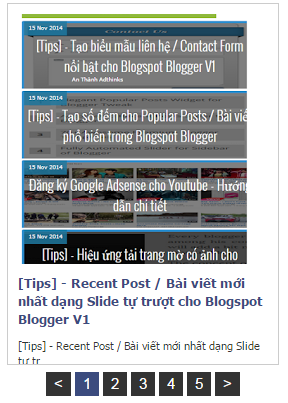[Tips] - Recent Post / Bài viết mới nhất dạng Slide ngang đếm số cho Blogspot Blogger V2