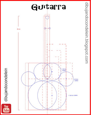 dibujo técnico de una guitarra, como dibujar una guitarra, dibujo para principiantes, clases gratis de dibujo , delein padilla, dibujando con delein, dibujo técnico