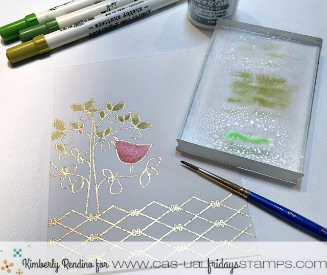 watercolor | heat embossing | partridge in a pear tree | cas-ual fridays | clear stamps | kimpletekreativity.blogspot.com | handmade card | distress markers | cardmaking | holiday | christmas 