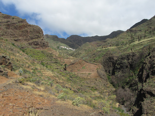 LA GOMERA EL RUMBAZO-IMADA-PAJARITO-MIRADOR LOS ROQUES-BENCHIJIGUA-EL RUMBAZO, Barranco de Guarímiar e vista del pueblo de Imada