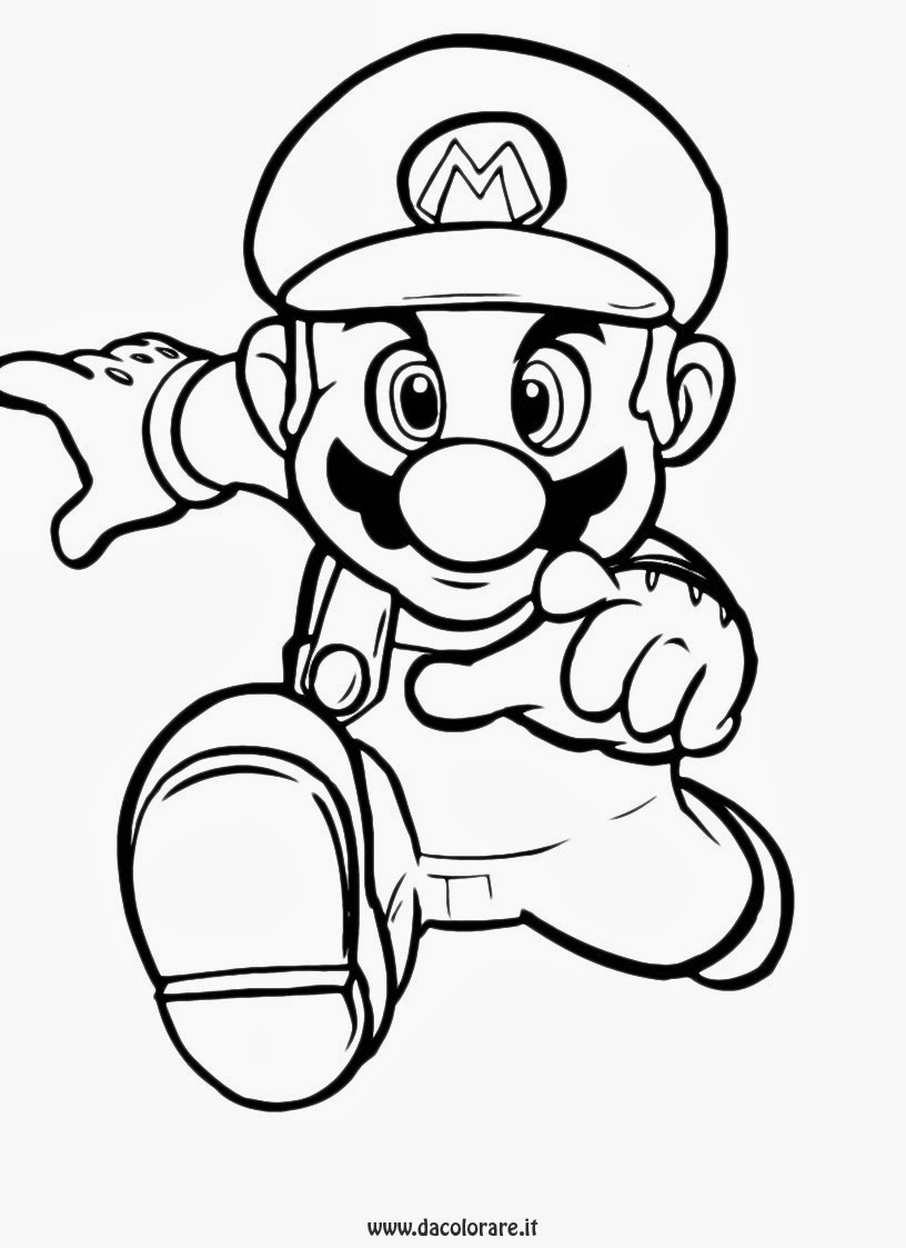 Nuovo disegno da colorare per il mitico Mario il personaggio simbolo della Nintendo questa volta impegnato nella sua settima avventura videoludica "New