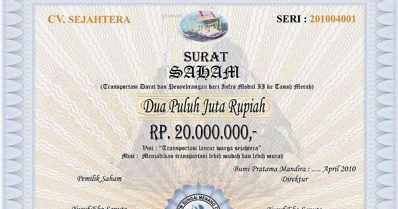 Pengertian Tentang Apa itu Saham? Dan Contoh Gambar Surat 